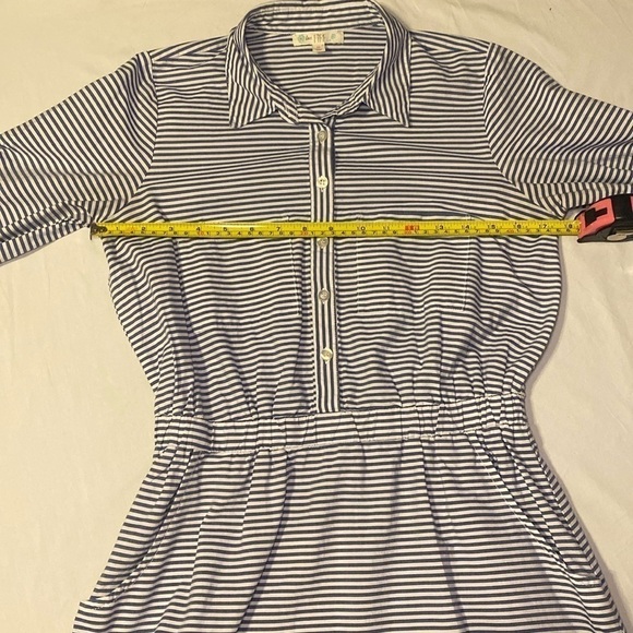 Womens Blue and White Striped Button Up Collared Dress Size Medium NWOT - Picture 9 of 13